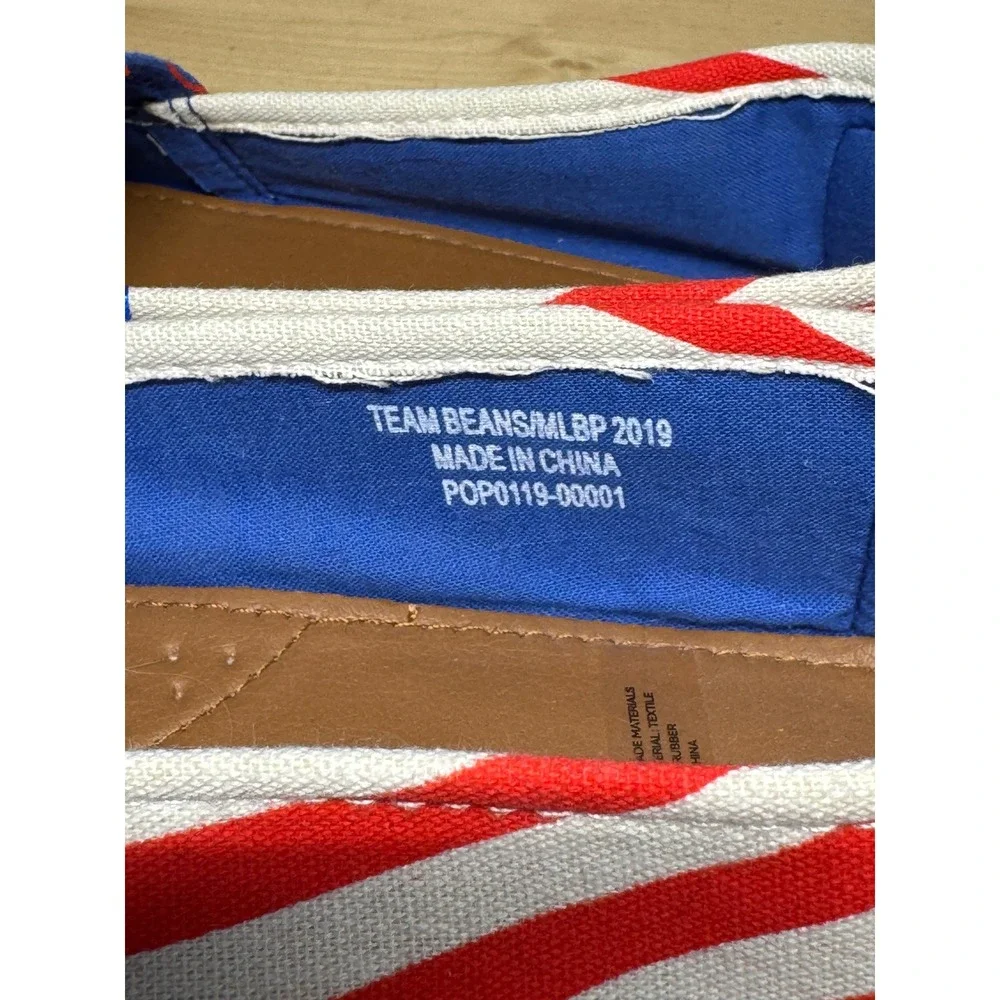 Chicago Cubs MLB Womens Canvas Slip On Shoes Blue‎ Red Stripes Team Beans Large